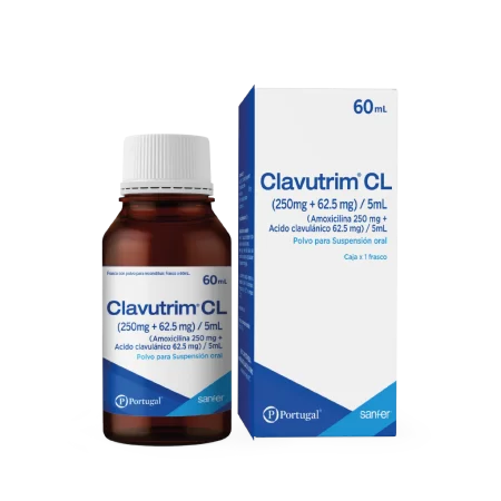 Clavutrim Cl jarabe (amoxicilina 250 Mg + Acido Clavulanico 62.50mg) cont.neto 60 ml...venta X 1unidad