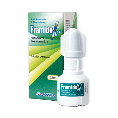 Framidex Solución Oftalmica (framicetina 1% + Dexametasona 0.1% ) Cont.neto 2.5ml...venta X 1unidad