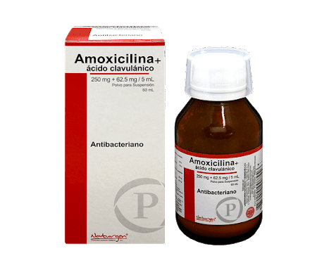 Jarabe Amoxicilina 250mg+ ácido Clavulánico 62.5mg Cont.neto 60 Ml...venta X 1unidad