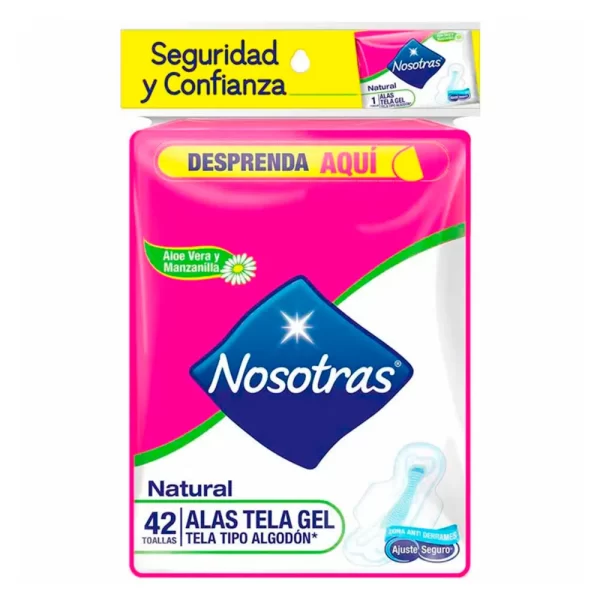 Toallas Higiénicas Nosotras Natural Alas Tela Gel X 42 Und....venta X 1unidad