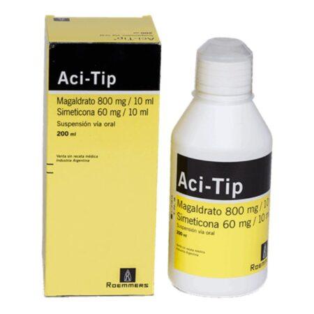 Jarabe Aci- Tip ( magaldrato 800 mg/10 ml,simeticona 60 mg/10 ml) Cont.neto 200 Ml...venta X 1unidad