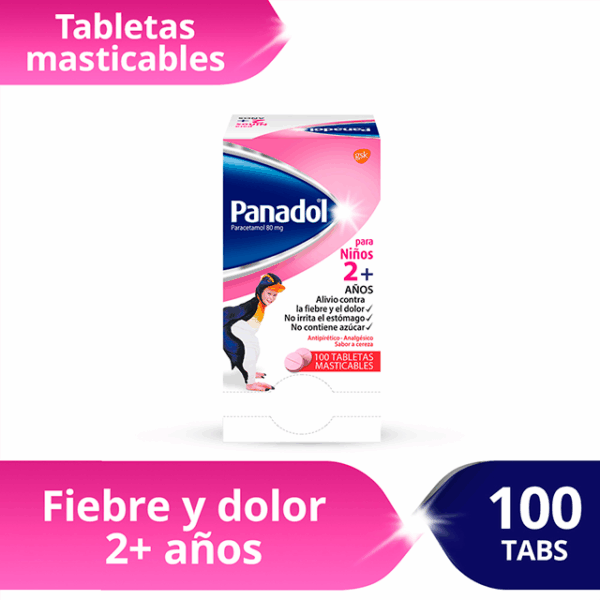 Panadol X 100 Tabletas Masticables (paracetamol 80 Mg ).....................venta X Una Unidad