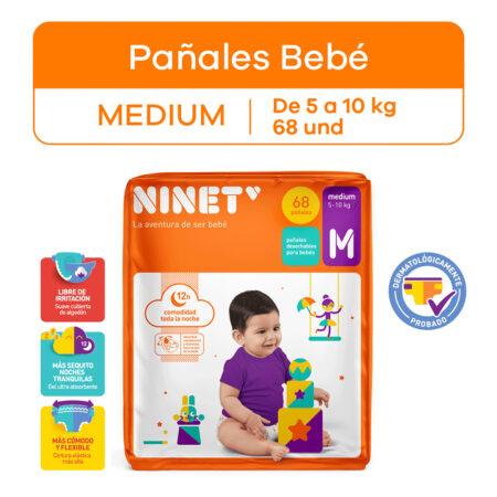 Pañal Ninet Talla M ( 68 Unidades) ( Pañales),...venta X 1paquete