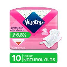 Nosotras Natural Alas Tela Gel X 10 Unidades........................venta X Una Unidad