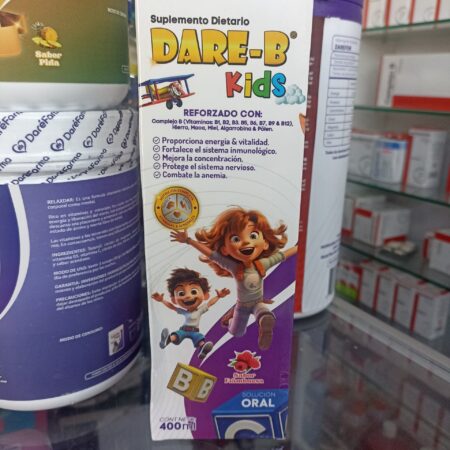 Dare- B  Kids jarabe cont.neto 400 ml (b1,b2,b3,b5,b6,b7,b9,b12 polen ,algarrobina, miel de abeja,maca negra)...........venta x una unidad