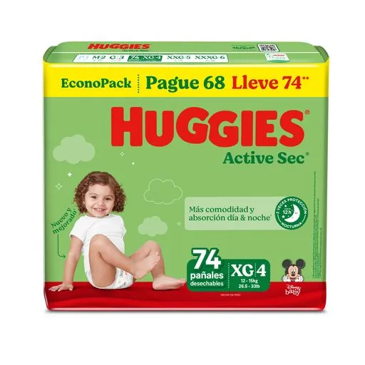 Pañal huggies xg verde paquetón  x 74 unidades................venta x un paquete