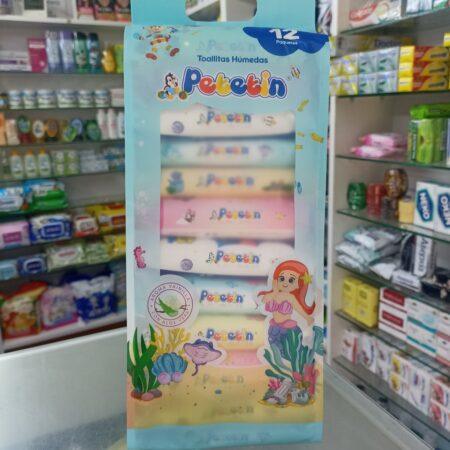 PAÑITOS HUMEDOS pack 12bolsitas de 12unidades  ( Toallitas humedas ) PETETIN ..... venta x1unidad