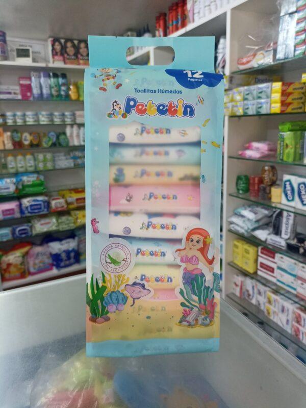 PAÑITOS HUMEDOS pack 12bolsitas de 12unidades  ( Toallitas humedas ) PETETIN ..... venta x1unidad