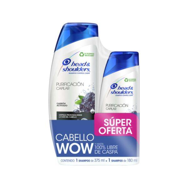 Pack head  shoulders 1 shampoo de 375 ml + 1 shampoo de 180 ml purificación capilar .....venta x una unidad