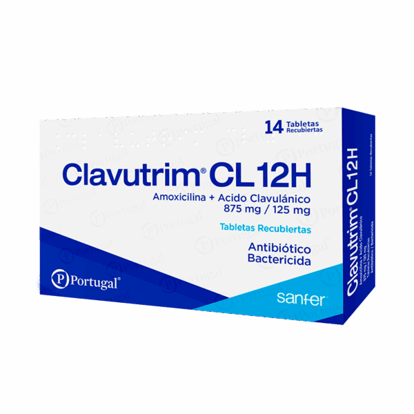 Clavutrim cl 12 h, tableta ( amoxicilina 875 mg+ acido clavulánico125 mg).....venta xuna unidad