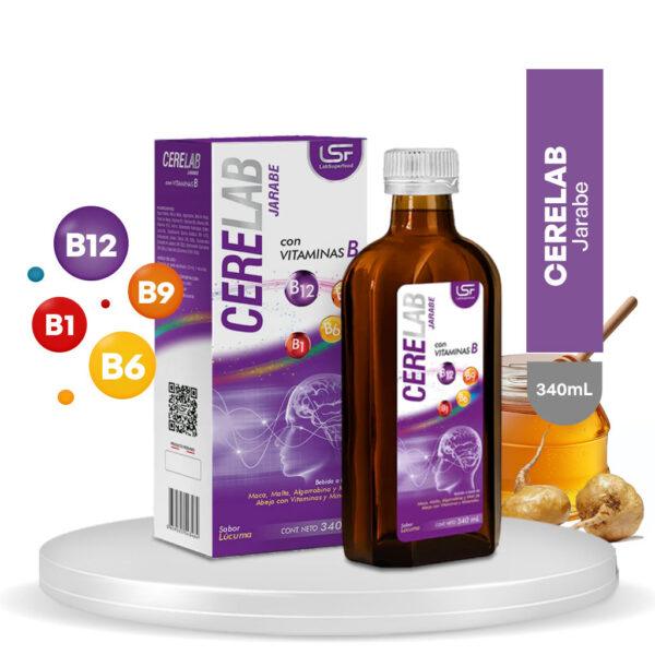 Cerelab jarabe (vitaminas b12,b9,b6,b1,malta,miel de abeja,maca algarrobina y polen) sabor a lucuma cont.neto 340 ml.....venta x una unidad