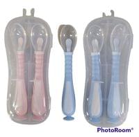 Cuchara silicona 360pcs estuche (rosado y azul)...venta x una unidad