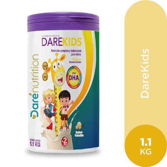 Dare kids (A,B1,B2,B6,B12,C,D,E,B3,omega3,omega6,magnesio,zinc,calcio) pote de 60 gr sabor a vainilla...venta x una unidad