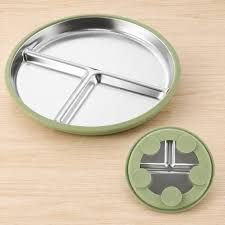 Plato de acero inoxidable tres divisiones Standar (  silicona y acero ) ....venta x una unidad