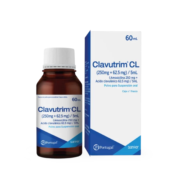 Clavutrim Cl jarabe (amoxicilina 250 Mg + Acido Clavulanico 62.50mg) cont.neto 60 ml...venta X 1unidad