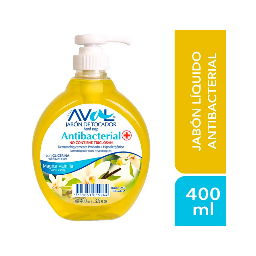 Jabon Liquido Aval  Antibacteriano Mágica Vainilla Cont .neto 400 Ml...venta X 1unidad