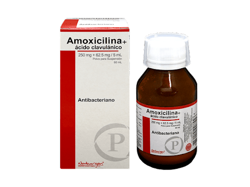 Jarabe Amoxicilina 250mg+ ácido Clavulánico 62.5mg Cont.neto 60 Ml...venta X 1unidad