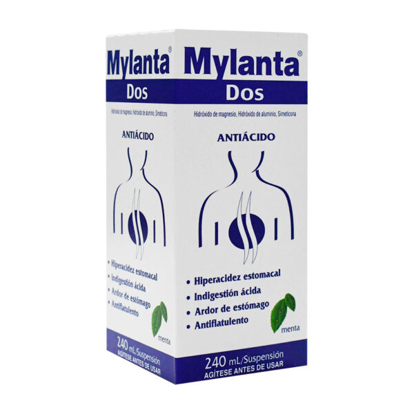 Jarabe Mylanta Dos sabor a  Menta (hidroxido de magnesio,hidroxido de aluminio,simeticona) Cont.neto 240 Ml...venta X 1unidad