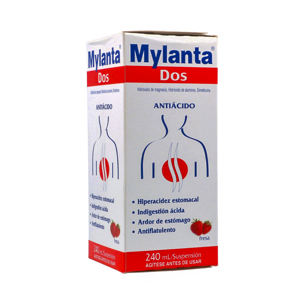 Jarabe Mylanta Dos sabor a  Fresa (hidroxido de magnesio+hidroxido de aluminio,simeticona) Cont.neto 240 Ml...venta X 1unidad: imagen 1