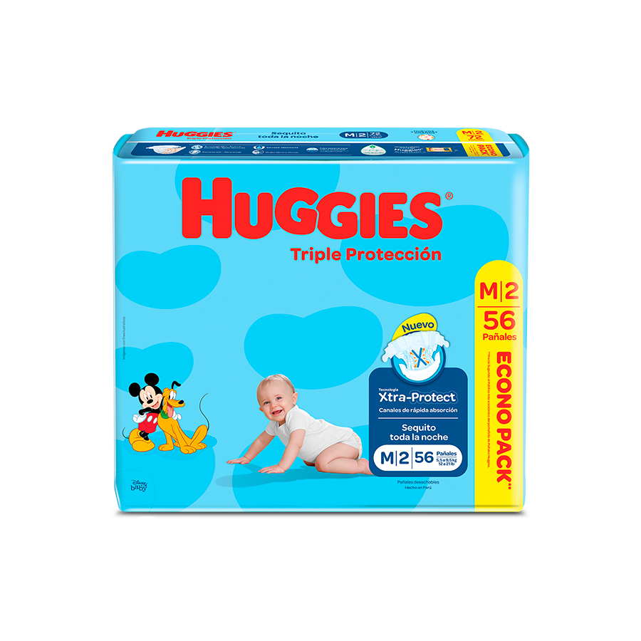 Pañal Huggies Triple Protección Color Celeste Talla ( M ) Cont. (paquete X 56 Unidades)( Pañales)...venta X 1paquete: imagen 1
