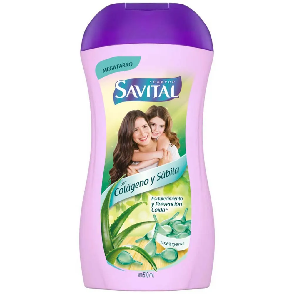 Shampoo En Frasco Savital Con Colágeno Y Sábila Cont.neto 510 Ml...venta X 1unidad: imagen 1