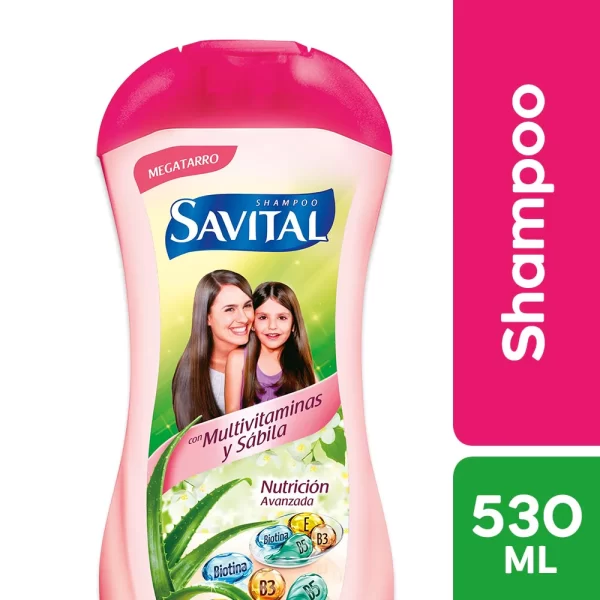Shampoo En Frasco Savital Con Multivitaminas Y Sábila Cont. Neto 510ml...venta X 1unidad