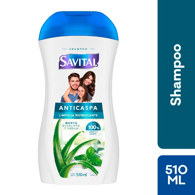Shampoo Savital Anticaspa Menta Eucalipto Y Sabila Cont.neto 510 Ml............venta X 1unidad: imagen 1