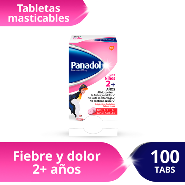 Panadol X 100 Tabletas Masticables (paracetamol 80 Mg ).....................venta X Una Unidad