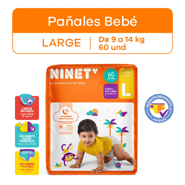 Pañal Ninet Talla L  ( 60 Unidades) ( Pañales),...venta X 1paquete