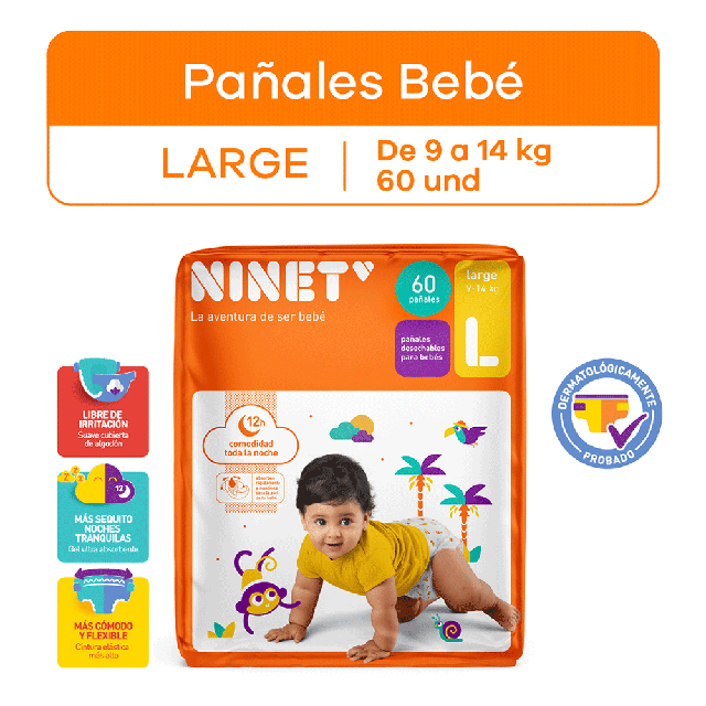 Pañal Ninet Talla L  ( 60 Unidades) ( Pañales),...venta X 1paquete: imagen 1