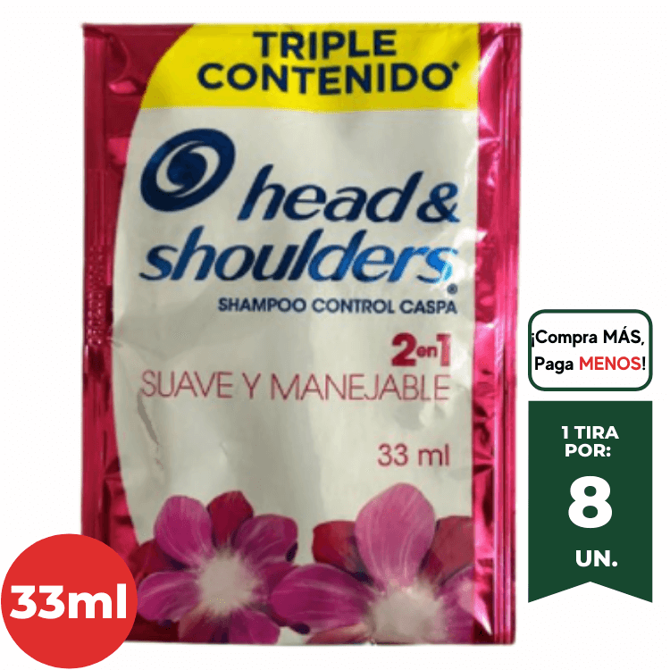 Shampoo En Sachet Head & Shoulders Suave Y Manejable 2 En 1 Cont.neto 30 Ml...................venta X Una Unidad: imagen 1