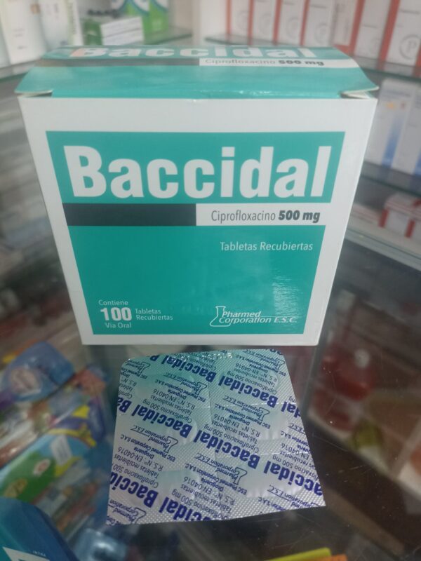 BACCIDAL CAJA X 100 TABLETAS(CIPROFLOXACINO 500 MG)...venta x 1unidad