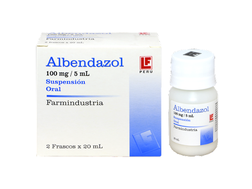 ALBENDAZOL 100MG/5ML X 20 ML X 2 FCOS...venta x 1unidad