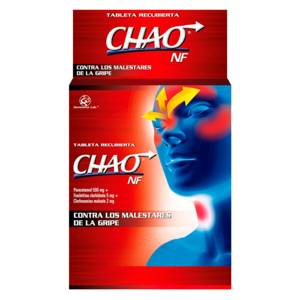 CHAO (paracetamol 500mg, fenilefrina clorhidrato 5mg, clorfenamina maleato 2 MG)...venta x 1unidad