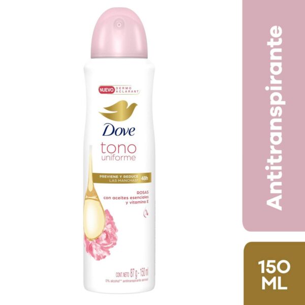 DESODORANTE DOVE SPRAY ROSAS CON ACEITES ESENCIALES Y VITAMINA E CONT.NETO 150 ML...venta x 1unidad