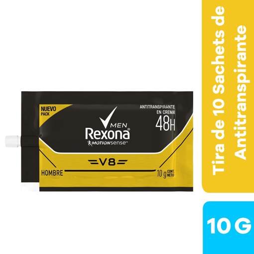 DESODORANTE REXONA MEN MOTIONSENSE V8 SACHET 12X10X10GR...venta x 1unidad