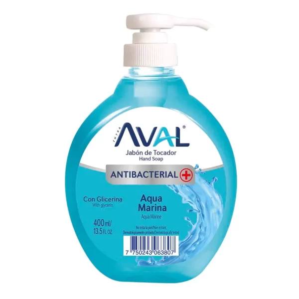 JABÓN LIQUIDO AVAL ANTIBACTERIANO AGUA MARINA...venta x 1unidad