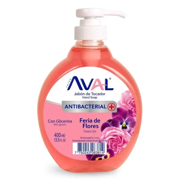 JABÓN LIQUIDO AVAL ANTIBACTERIANO FERIA DE FLORES CONT.NETO 400 ML...venta x 1unidad