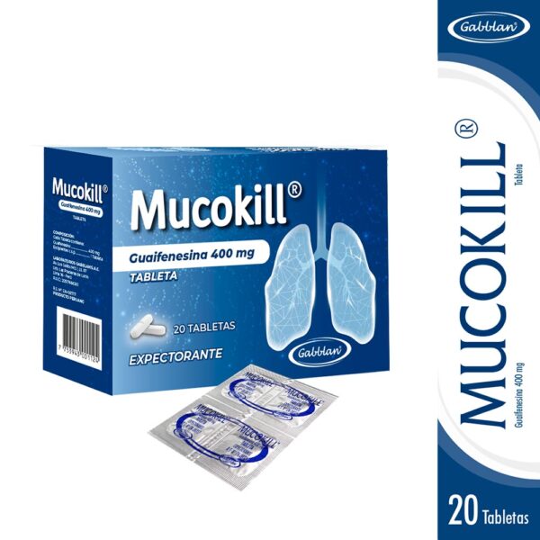 MUCOKILL (GUAIFENESINA 400MG) X 20 TABLETAS...venta x 1unidad