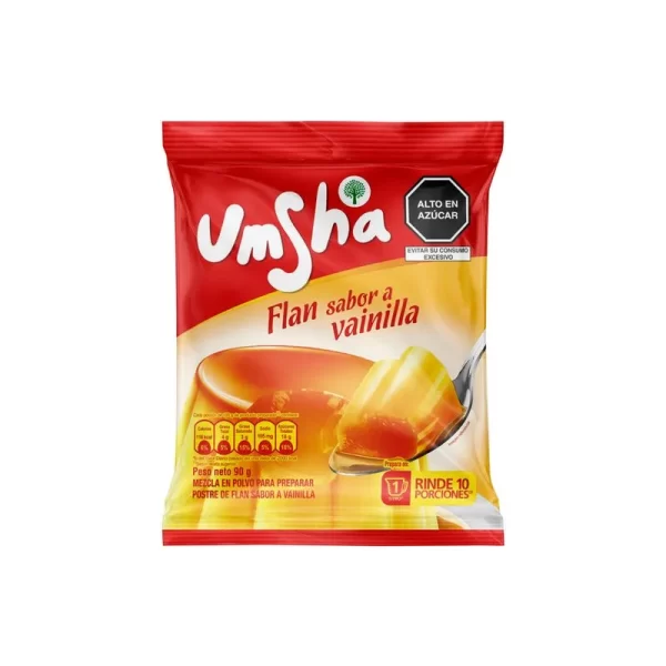 flan sabor vainilla Umsha sobre 90gr .....venta x 1sobre