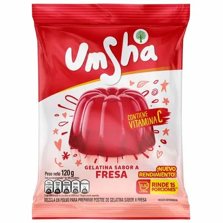 gelatina Umsha sabor fresa 120gr .... venta x 1sobre