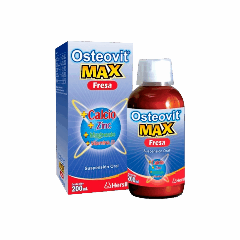 Osteovit max (calcio+zinc+magnesio,vitamina D) sabor a fresa cont.neto 180 ml....venta x una unidad