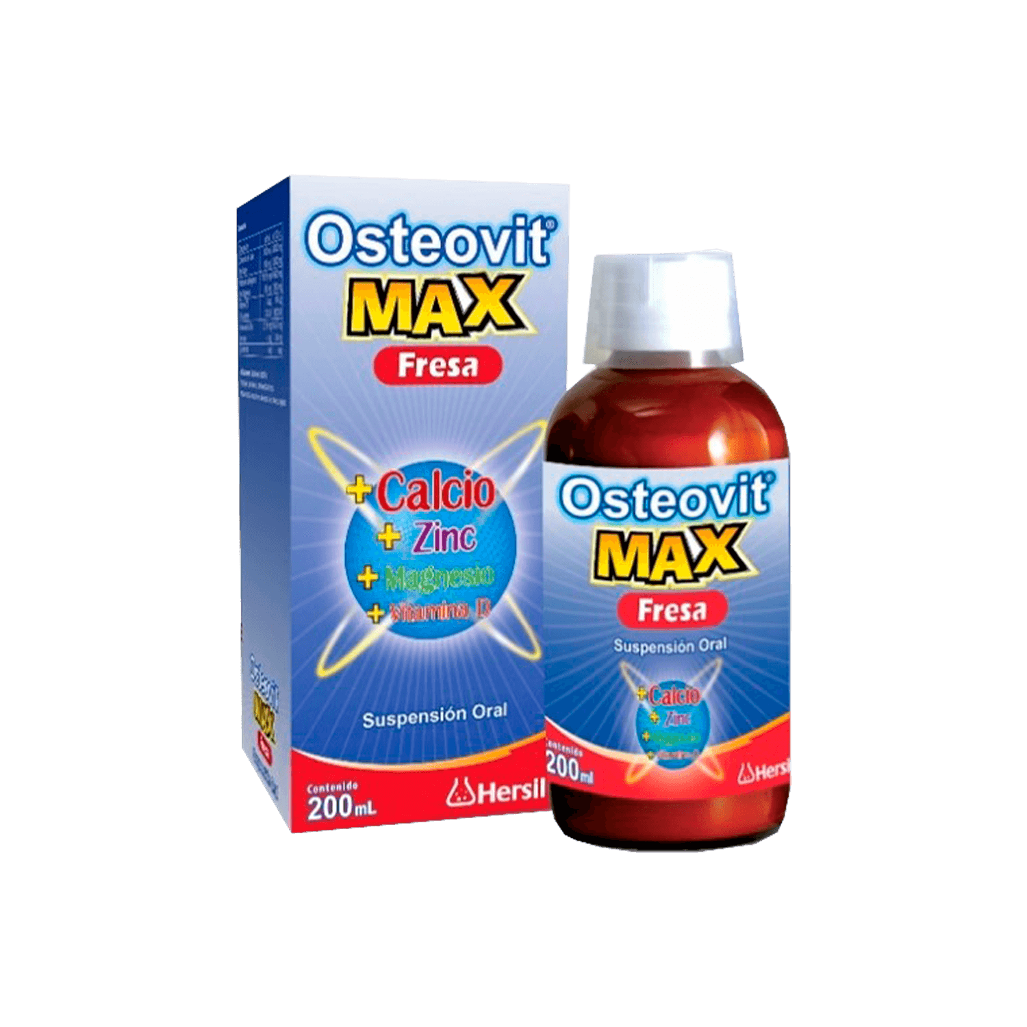 Osteovit max (calcio+zinc+magnesio,vitamina D) sabor a fresa cont.neto 180 ml....venta x una unidad: imagen 1