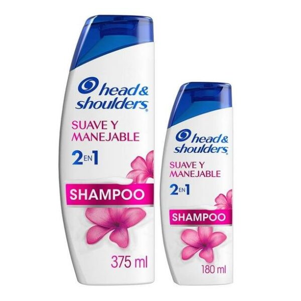 Pack head & shoulders 1 shampoo de 375 ml +1 shampoo de 180 ml suave y manejable....venta x una unidad