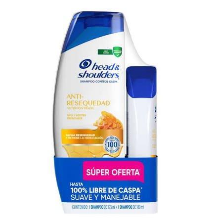 Pack  head & shoulders anti resequedad shampoo de 375ml + shampoo de 180 ml.......venta x una unidad