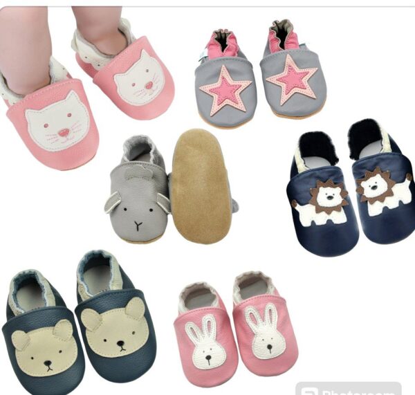 Zapato 100% cuero (azúl y rosado)....venta x una unidad