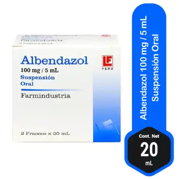 Albendazol 100 mg/5ml jarabe x 2 frascos................venta x una unidad