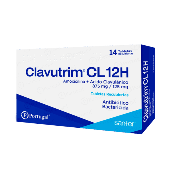 Clavutrim cl 12 h, tableta ( amoxicilina 875 mg+ acido clavulánico125 mg).....venta xuna unidad