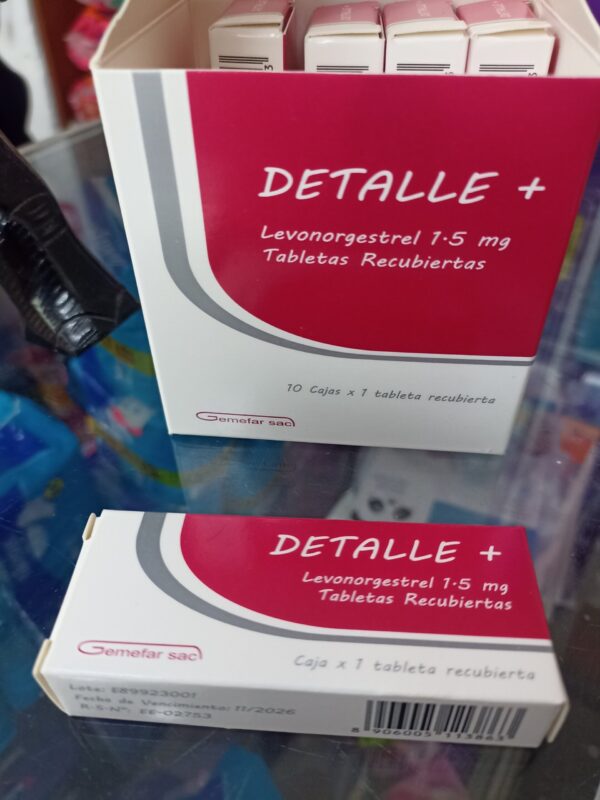 Detalle (levonorgestrel 1.5mg) Pastilla Dia Siguiente ................venta X Una Cajita