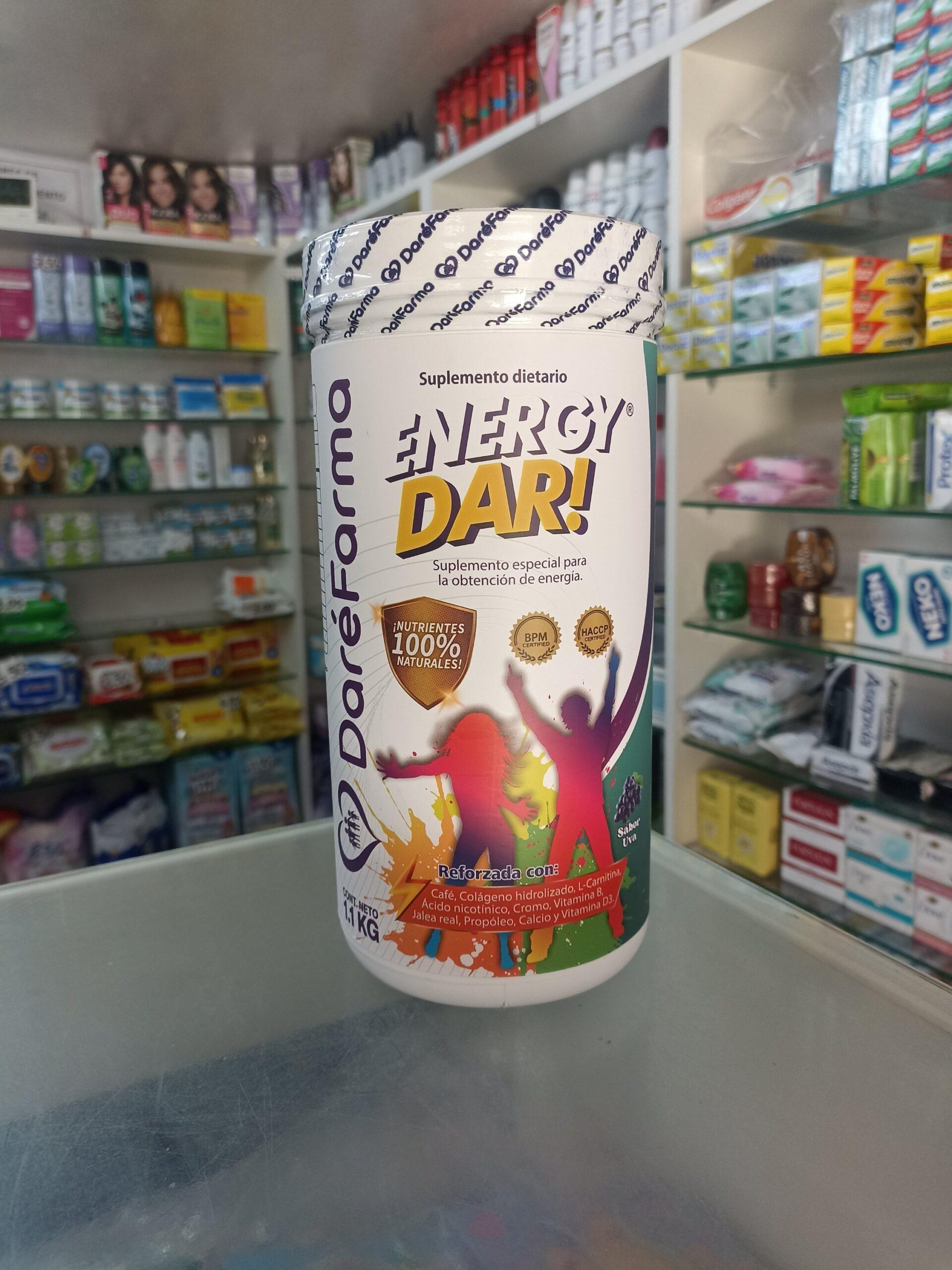 Energy DAR  Colageno hidrolizado, L-Carnitina, Acido nicotinico, Cromo , Vitamina b, jalea real, propóleo , calcio y Vitamina D3   ( 1.1kg ) sabor a uva ... venta x 1 pote.: imagen 1